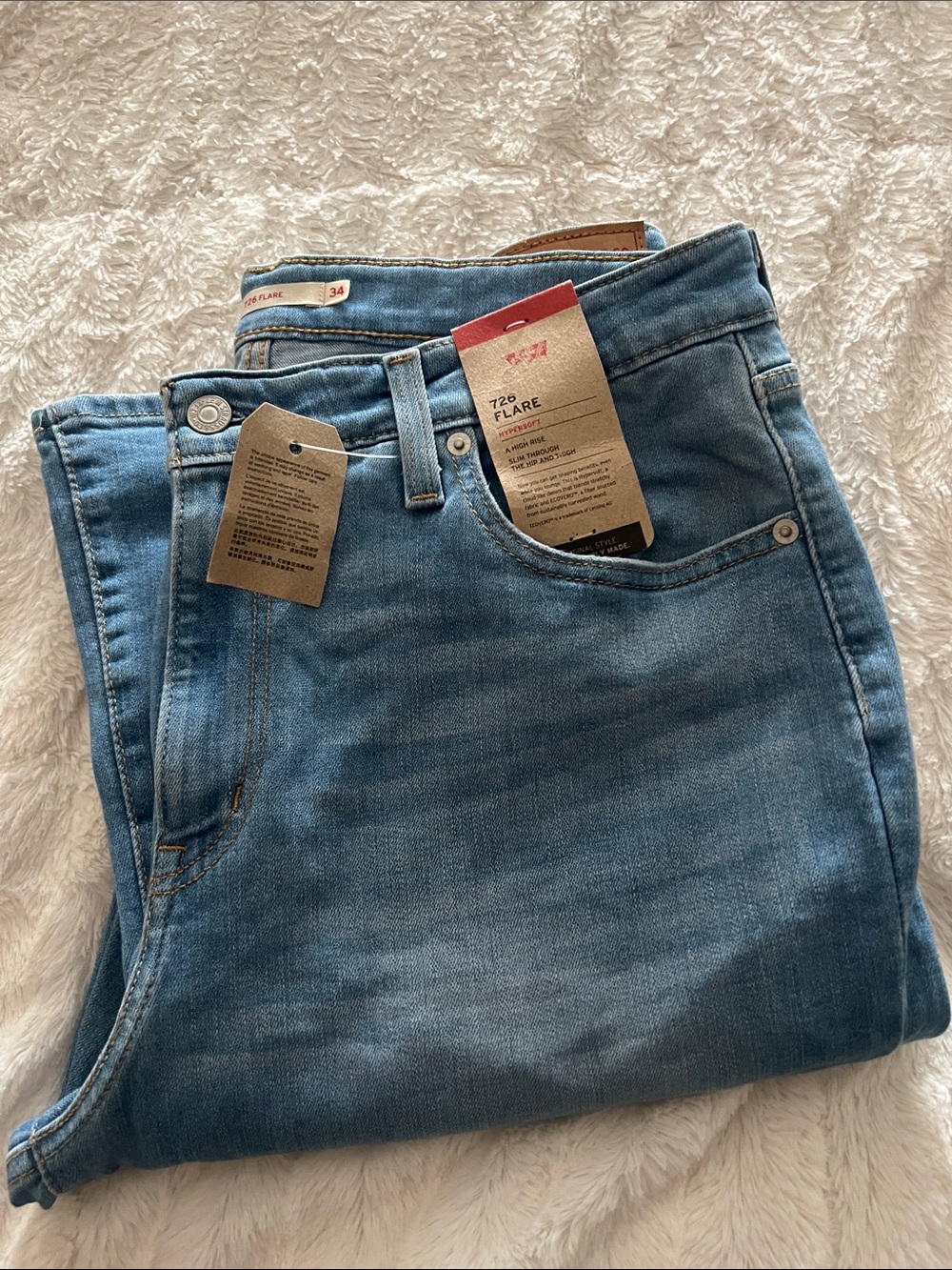 Levi's 728 Flare Jeans in Light Blue Denim-L3